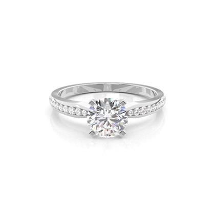 Prong Set Round Side Stone Diamond Engagement Ring