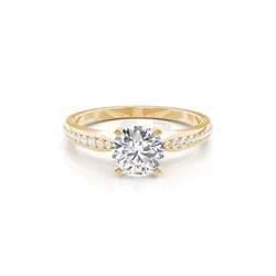 Prong Set Round Side Stone Diamond Engagement Ring