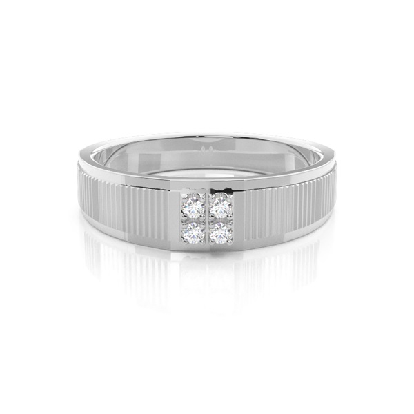 Bar & Prong Setting Round Diamond Mens Rings