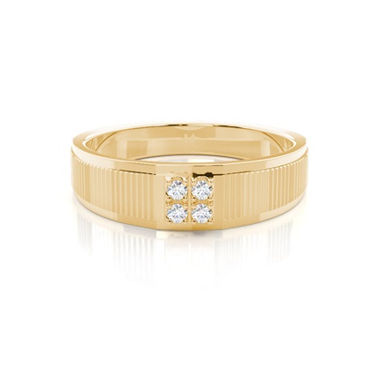 Bar & Prong Setting Round Diamond Mens Rings