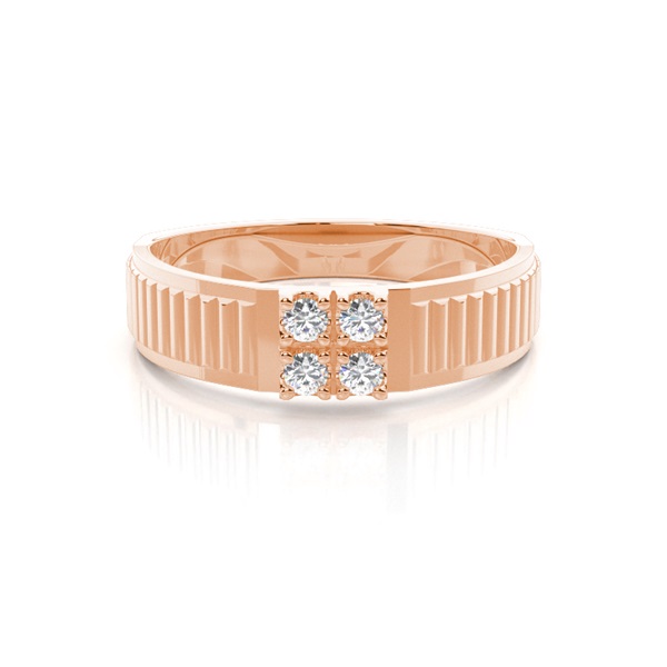 Bar & Prong Setting Round Diamond Mens Rings