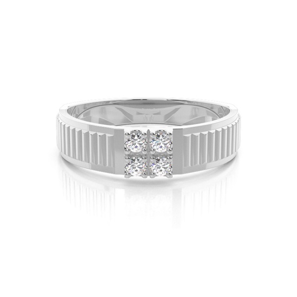 Bar & Prong Setting Round Diamond Mens Rings