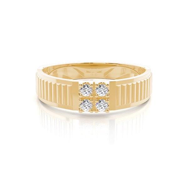 Bar & Prong Setting Round Diamond Mens Rings