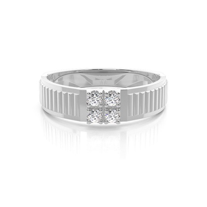Bar & Prong Setting Round Diamond Mens Rings