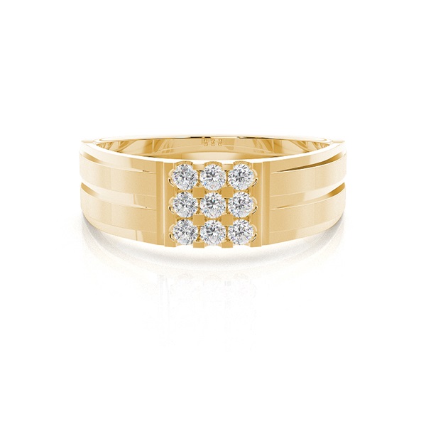 Bar & Prong Setting Round Diamond Mens Rings