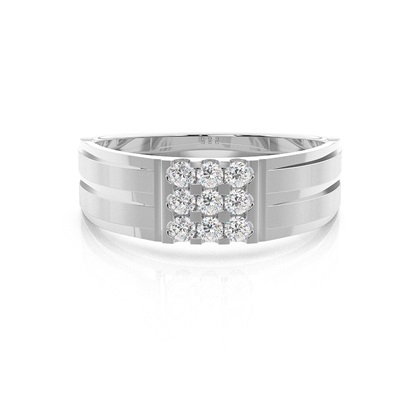 Bar & Prong Setting Round Diamond Mens Rings