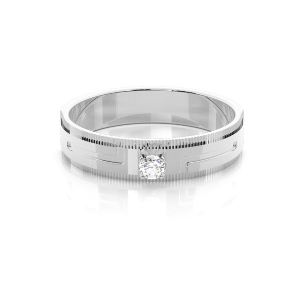 Bar & Prong Setting Round Diamond Mens Rings