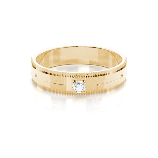 Bar & Prong Setting Round Diamond Mens Rings