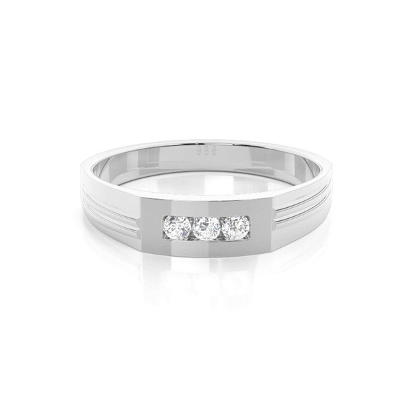 Channel Setting Round Diamond Mens Rings