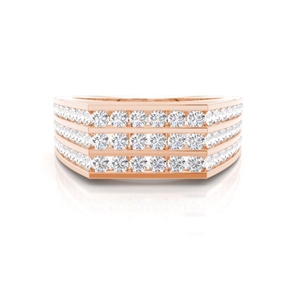 Channel Setting Round Diamond Mens Ring