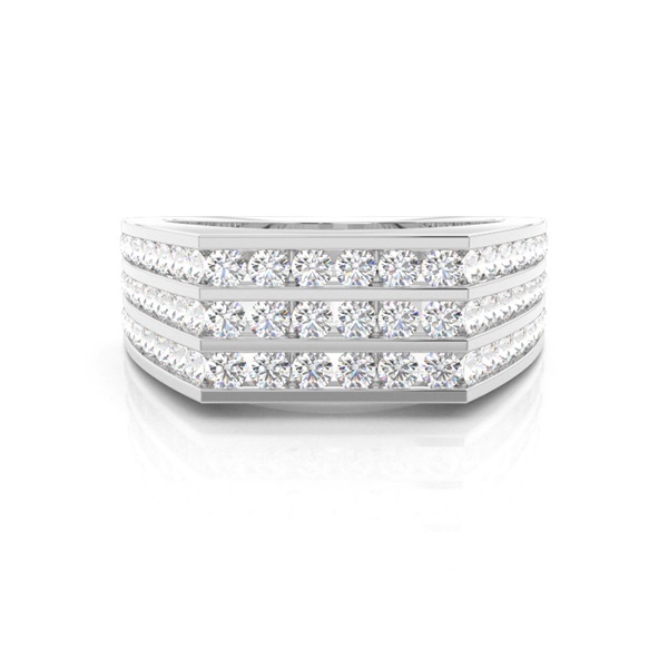 Channel Setting Round Diamond Mens Ring