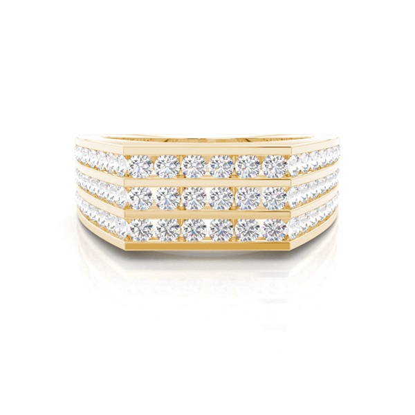 Channel Setting Round Diamond Mens Ring