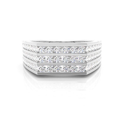 Channel Setting Round Diamond Mens Ring