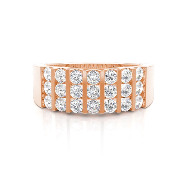 Channel Setting Round Diamond Mens Ring