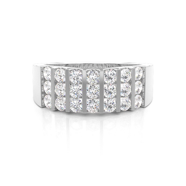 Channel Setting Round Diamond Mens Ring