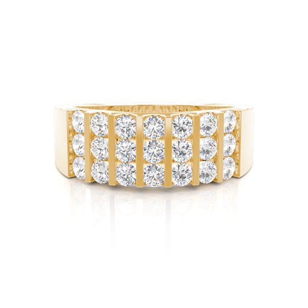 Channel Setting Round Diamond Mens Ring