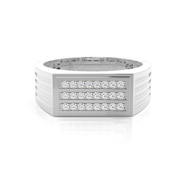 Pave Setting Round Diamond Mens Ring