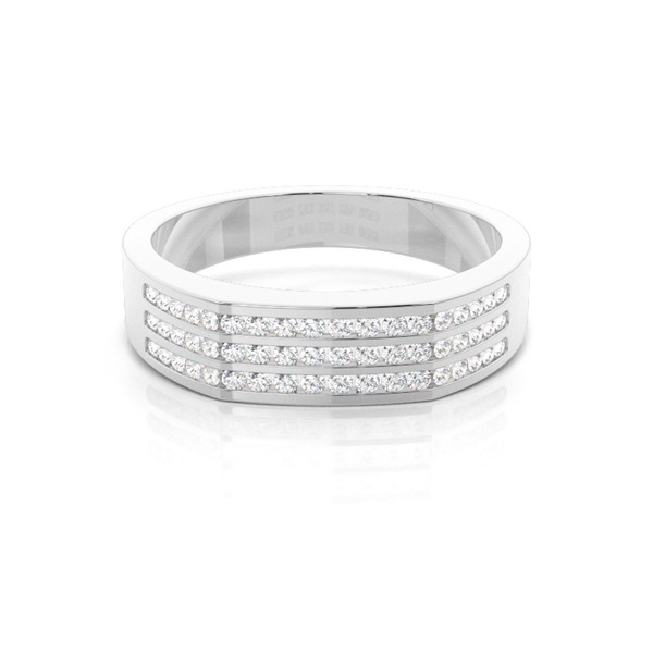 Channel Setting Round Diamond Mens Ring