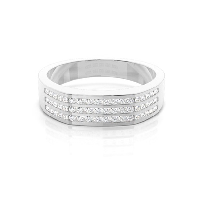Channel Setting Round Diamond Mens Ring