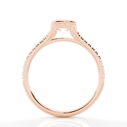 Half Bezel Set Round Side Stone Diamond Engagement Ring