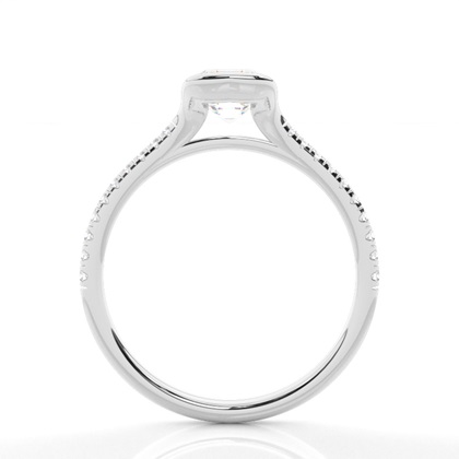 Half Bezel Set Round Side Stone Diamond Engagement Ring