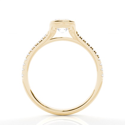 Half Bezel Set Round Side Stone Diamond Engagement Ring