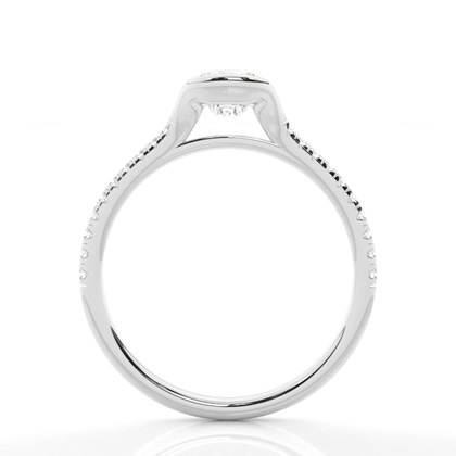 Half Bezel Set Round Side Stone Diamond Engagement Ring