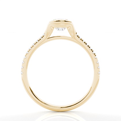 Half Bezel Set Round Side Stone Diamond Engagement Ring