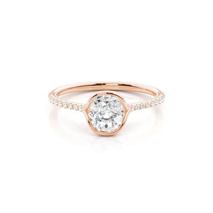 Half Bezel Set Round Side Stone Diamond Engagement Ring