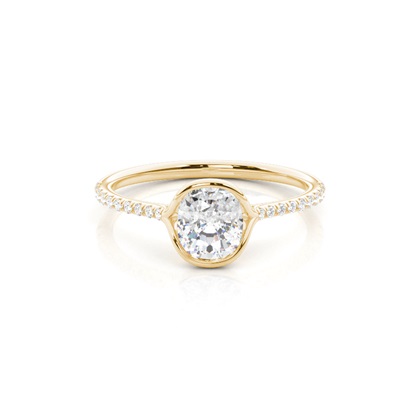 Half Bezel Set Round Side Stone Diamond Engagement Ring
