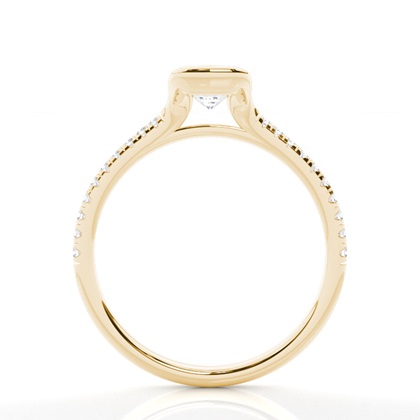 Half Bezel Set Round Side Stone Diamond Engagement Ring