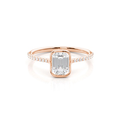 Half Bezel Set Round Side Stone Diamond Engagement Ring