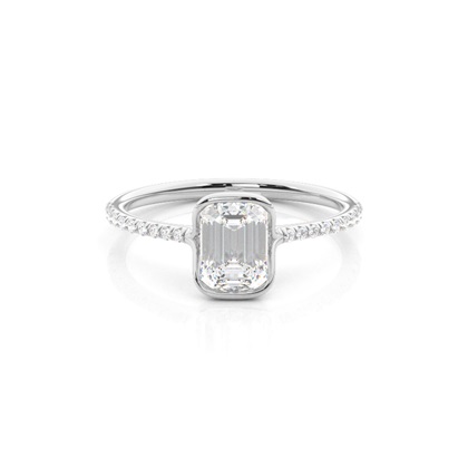 Half Bezel Set Round Side Stone Diamond Engagement Ring