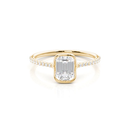 Half Bezel Set Round Side Stone Diamond Engagement Ring