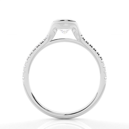 Half Bezel Set Round Side Stone Diamond Engagement Ring