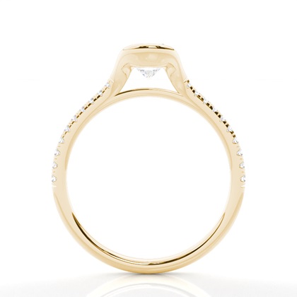 Half Bezel Set Round Side Stone Diamond Engagement Ring