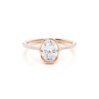 Half Bezel Set Round Side Stone Diamond Engagement Ring