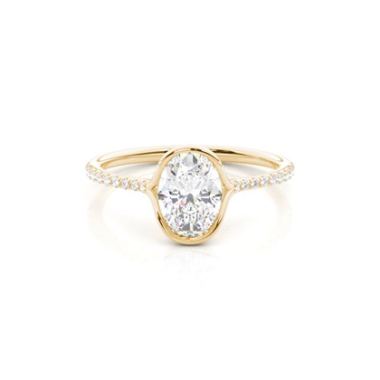 Half Bezel Set Round Side Stone Diamond Engagement Ring