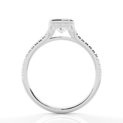 Half Bezel Set Round Side Stone Diamond Engagement Ring