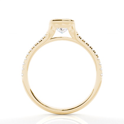 Half Bezel Set Round Side Stone Diamond Engagement Ring