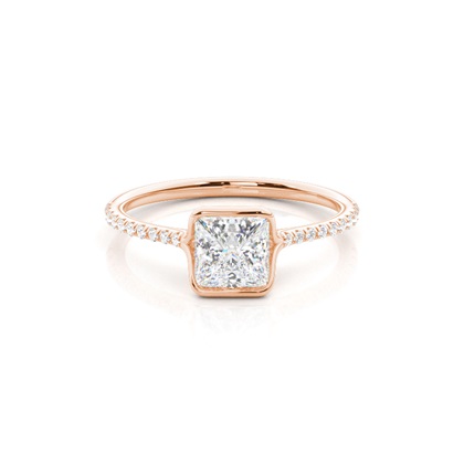 Half Bezel Set Round Side Stone Diamond Engagement Ring