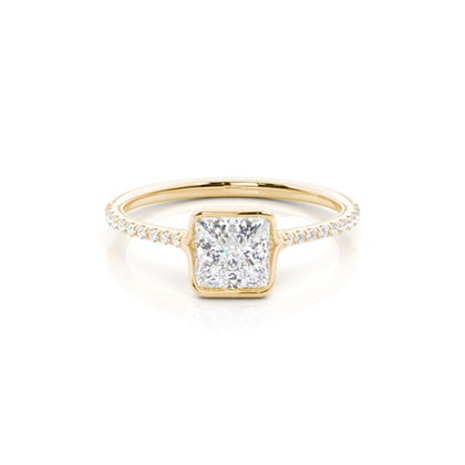 Half Bezel Set Round Side Stone Diamond Engagement Ring