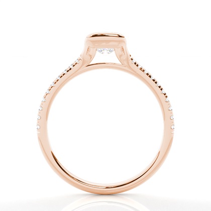 Half Bezel Set Round Side Stone Diamond Engagement Ring