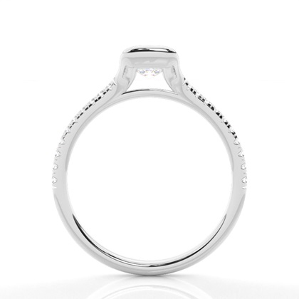 Half Bezel Set Round Side Stone Diamond Engagement Ring