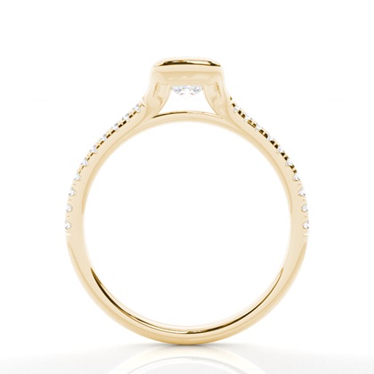 Half Bezel Set Round Side Stone Diamond Engagement Ring