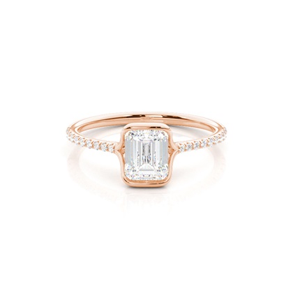 Half Bezel Set Round Side Stone Diamond Engagement Ring