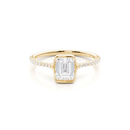 Half Bezel Set Round Side Stone Diamond Engagement Ring