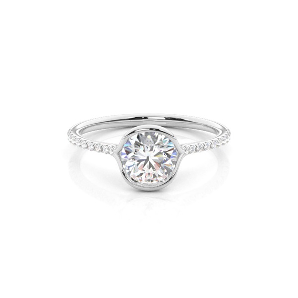 Half Bezel Set Round Side Stone Diamond Engagement Ring
