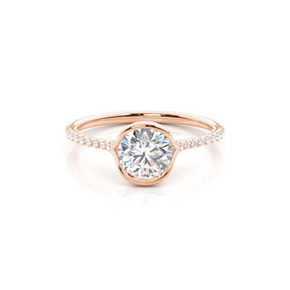 Half Bezel Set Round Side Stone Diamond Engagement Ring