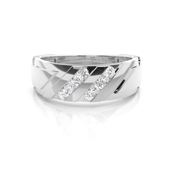 Channel Setting Round Diamond Mens Ring